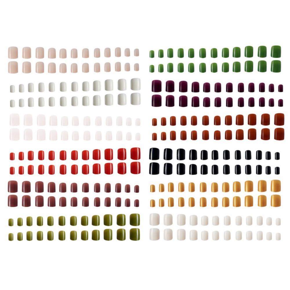 288pcs Round Fake Nails Short Nail Tips Fashion False Nails  for DIY CDMJ-73-4