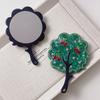 Cute Cherry Acetate Makeup Mirror Rhinestone Colorful Tree Shape Mirror Cartoon High Definition Handle Portable Mirror Girl