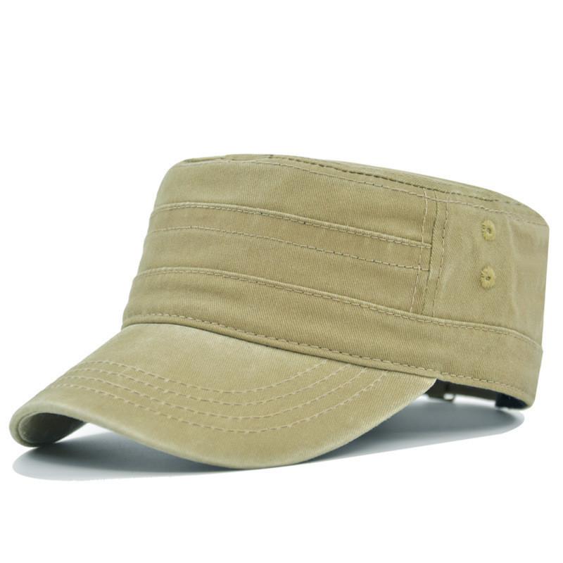 High Quality Men's Military Cap In Khaki Spring Washed Cotton Fashionable Summer Sun Hat