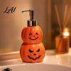 Functional Halloween Home Decor Grimace Pumpkin Soap Dispenser Bottle Lotion Pump Bathroom Refillable Container for Liquid And Body Wash Vinyl Holder