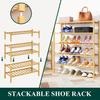 Olanly Bamboo Shoe Organizer Quality Expandable Shoe Rack Stackable Free Standing Wooden Shoe Storage Shelf For Entryway Closet