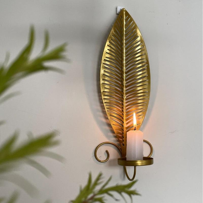 A Pair Nordic Wall Candlestick Leafs Candle Holders Hanging Wall Decoration Shooting Props Iron Candle Holder Home Decor