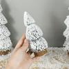 Tower Shaped Mini Snow Pine Tree Stable Mini Christmas Tree Creative Flocked Cedar Tree  Party
