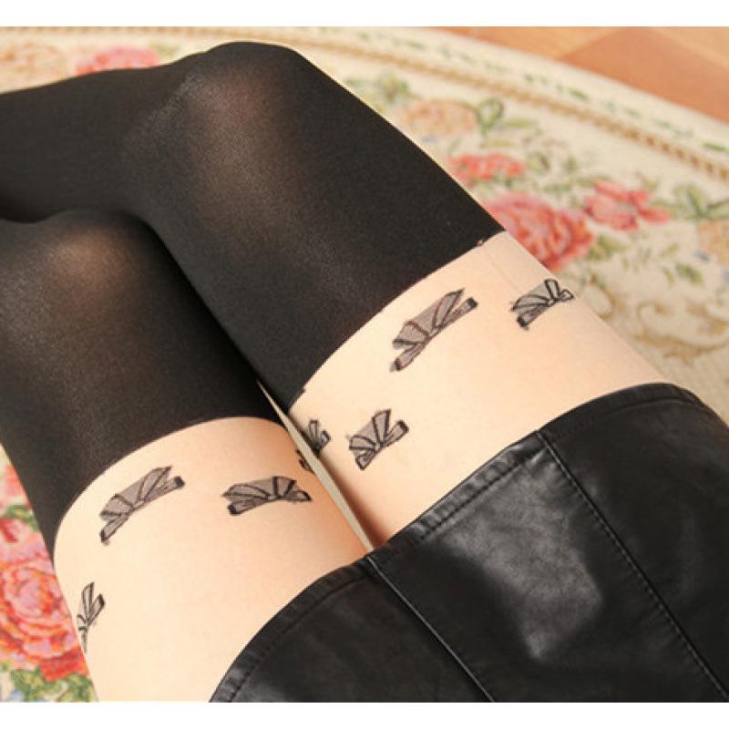 Japanese Stitching Bowknot Velvet Pantyhose for Cosplay