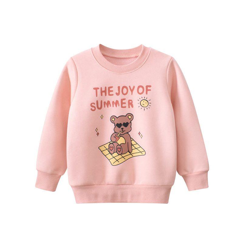 27Home Korean Style Kidsren's Clothing Autumn and Winter 2026 New Kidsren's Sports Sweatshirts Fleece Shirts Baby Bear Clothes