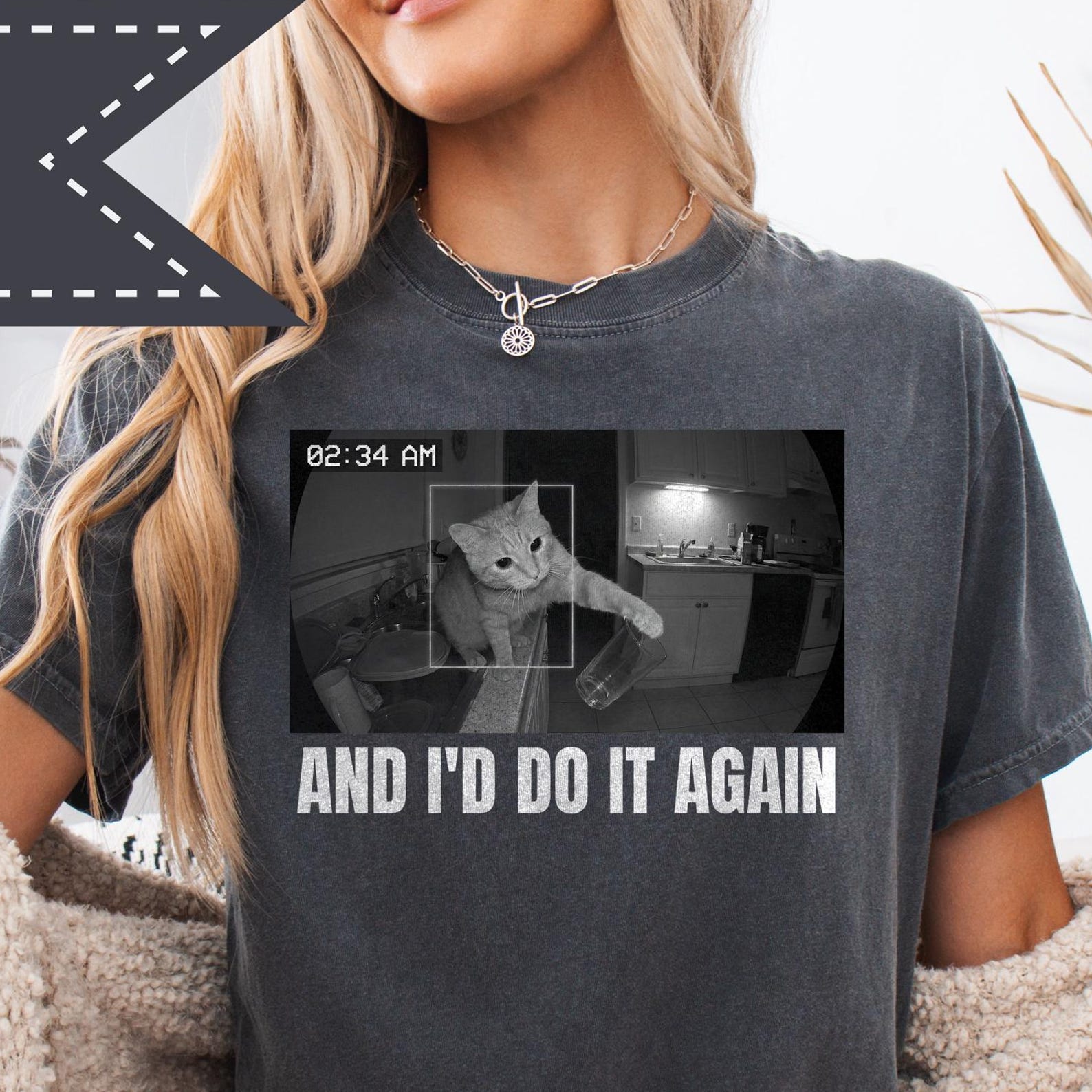 And I d Do it Again Cat Tee, Funny Cat Knocking Over Glass Gift, Funny Cat Gang Comfort Colors Shirt 3XL