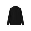 Fila Solid Color Casual Long Sleeve Knit Top Women Tops Black A11W215215F-BK