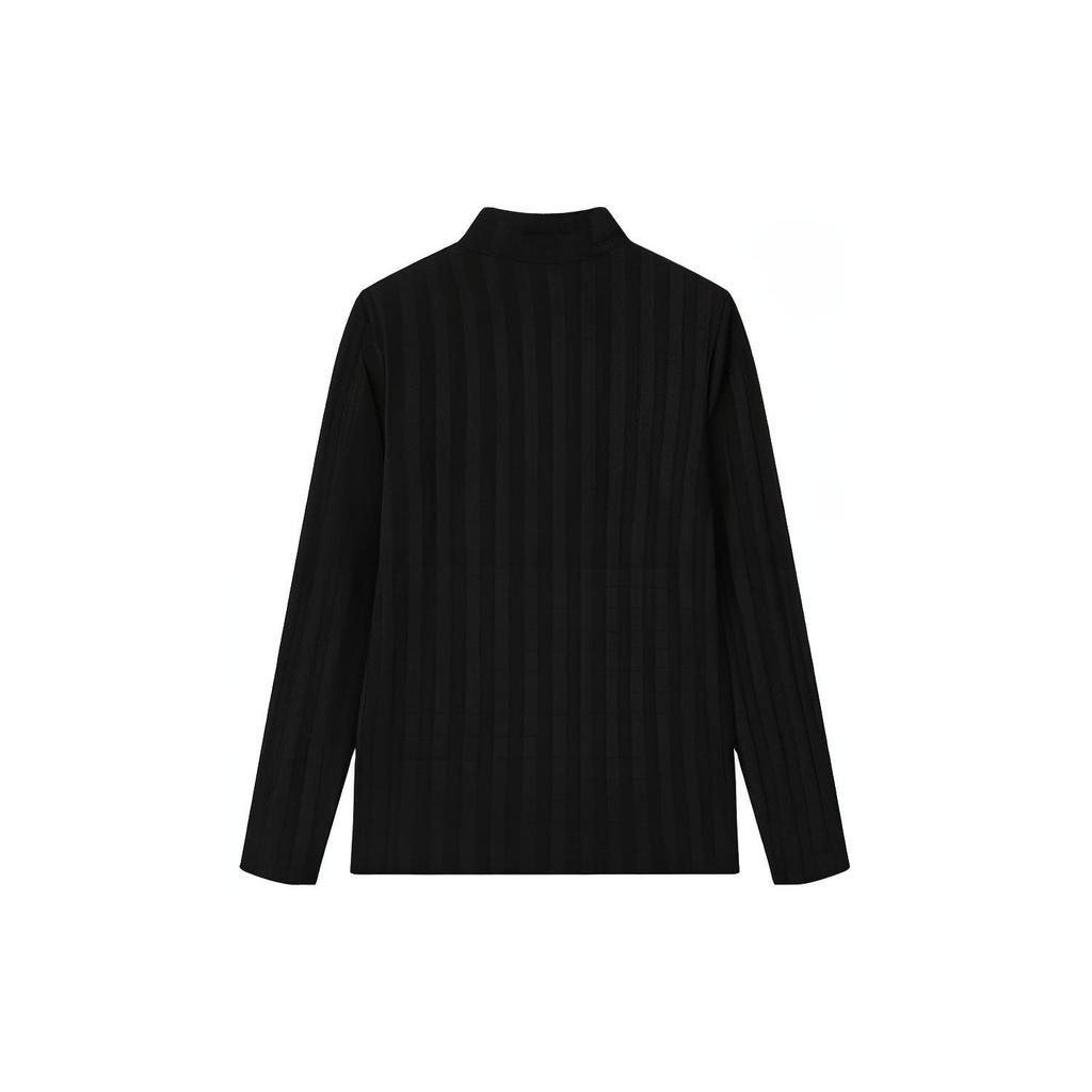 Fila Solid Color Casual Long Sleeve Knit Top Women Tops Black A11W215215F-BK