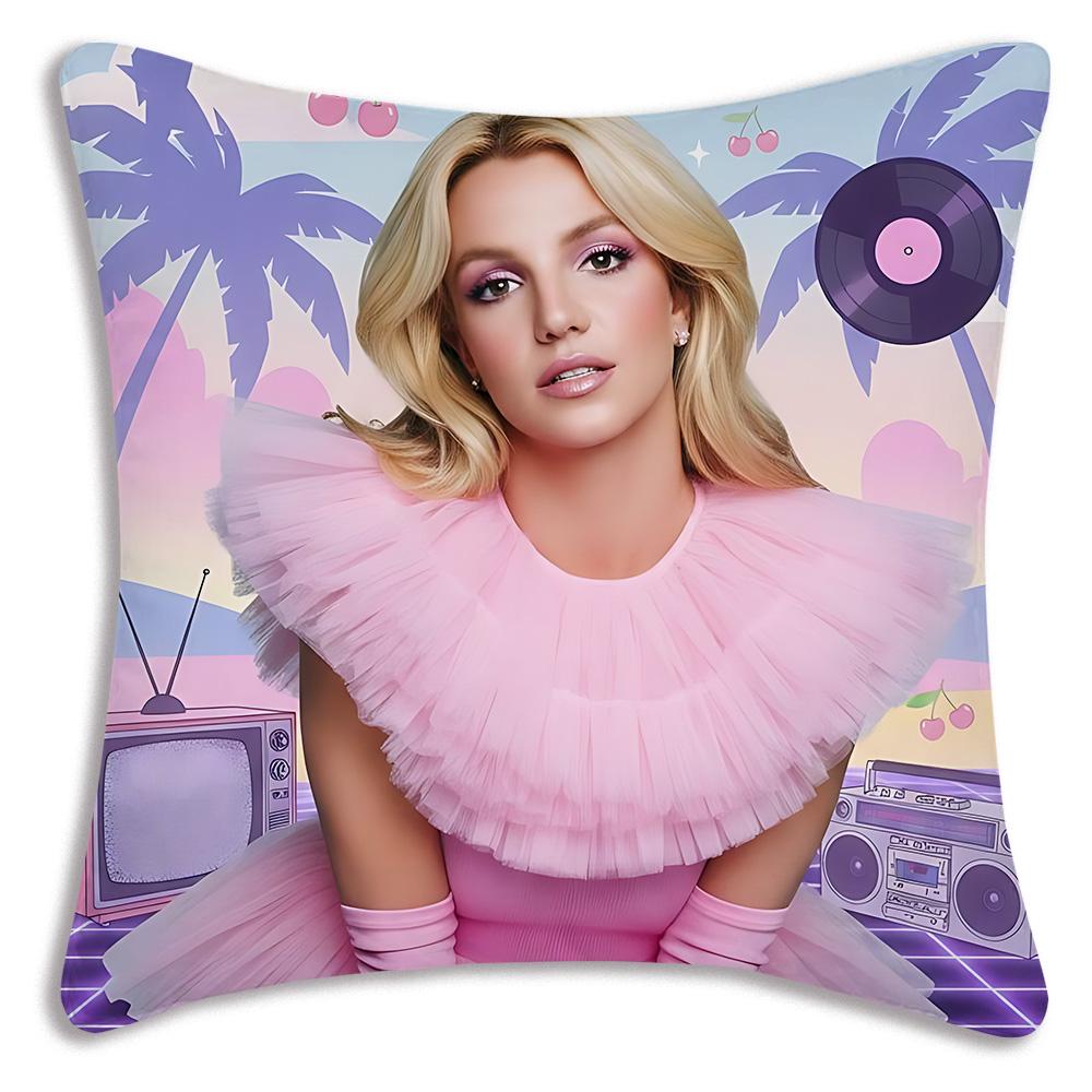Star d-De Britneys-Spears Singer Pillow Covers Cartoon Sofa Decorative Home Double-sided Printing Short Plush Cute Cushion Cover