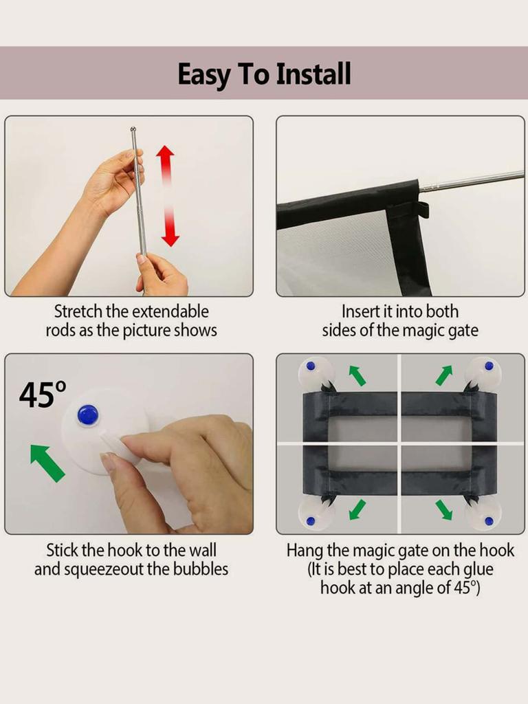 1pc-Pet Fence, Isolation Barrier, Convenient Foldable with Zipper - Safe, Tear Resistant, Staircase Protective Net, Black