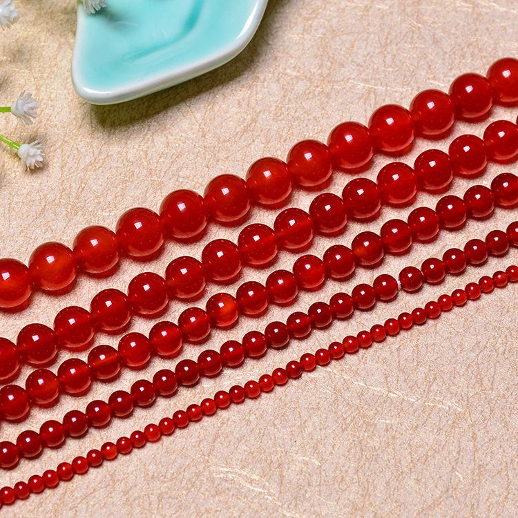 Natural Red Agate Beads, DIY Jewelry Beads, 7A Agate Round Bead Crystals