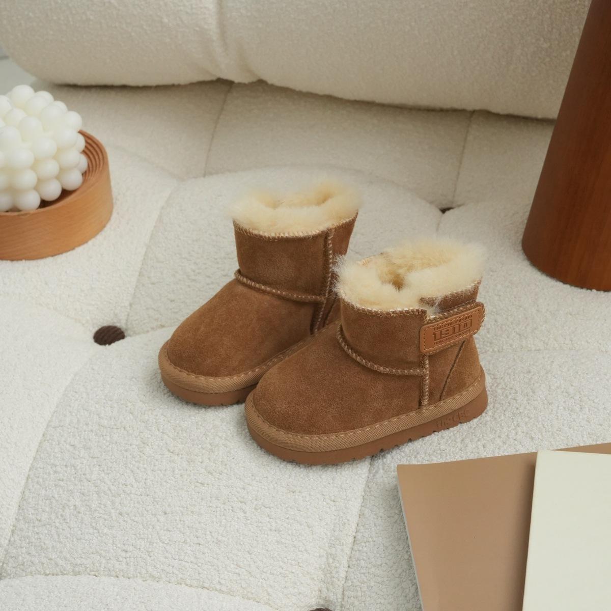 

XSHX Anti-splashing fleece leather · wool shoe mouth children s snow boots winter boys and girls magic stickers [Wenzhou shoes] 25