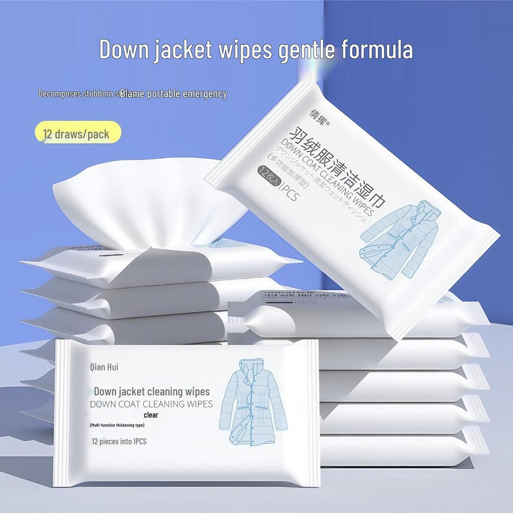 Down Jacket No-Wash Cleaning Wipes - Stain Removal & Degreasing Tissues