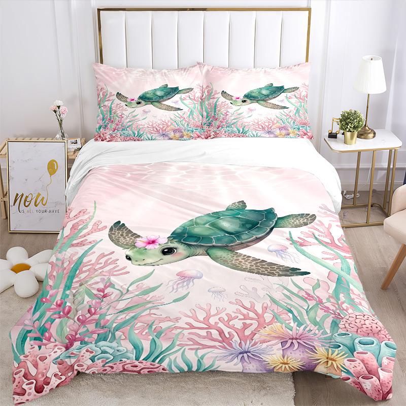 Underwater Turtle Paradise Print 3Pcs Bedding Setduvet Cover With 2 Bedropillowcase Home Birthday Gift