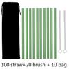 100Pcs Reusable Drinking Glass Straws 20cmx8 mm For Smoothies, Tea, Juice --10Pack With 20Pcs Cleaning Brush Barware