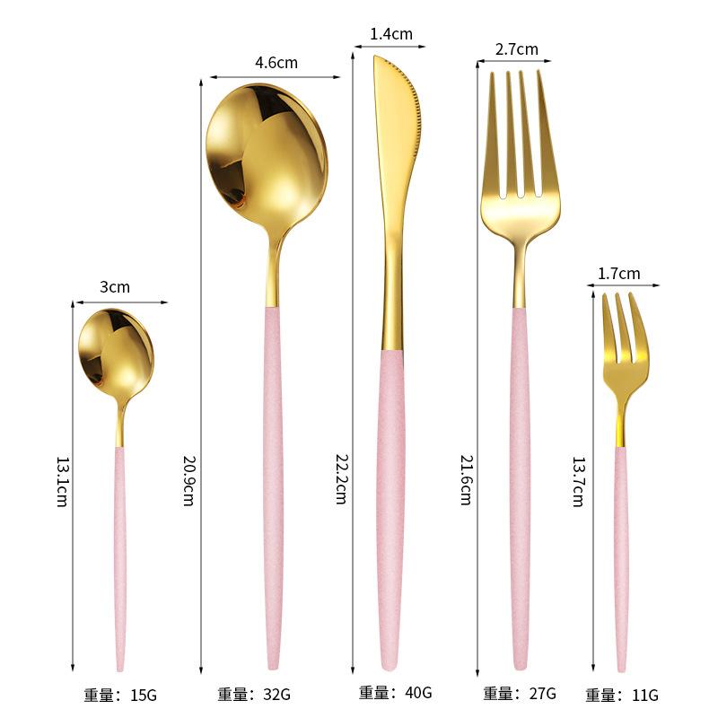 5Pcs Cutlery Set Stainless Steel Tableware Knife Fork Spoon Dinnerware Set Kitchen Flatware Silverware