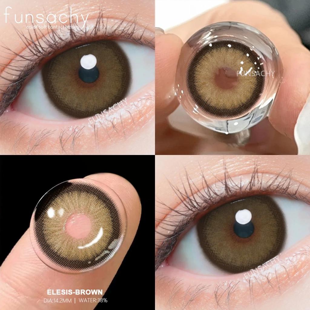 FUNSACHY 2 st Nya Färgglada Kontaktlinser för Ögon Koreansk Stil Mode Linser Y2k Blå Ögonlinser Colorcon Årlig Grå Ögonlins
