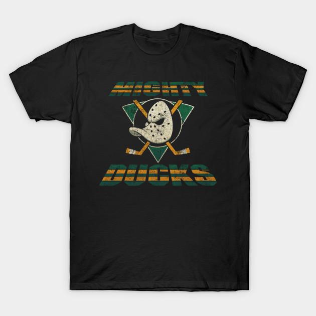 Men Black Print T-shirt Retro Mighty Ducks No-Cut Transfer Paper Print Cotton Tshirt S