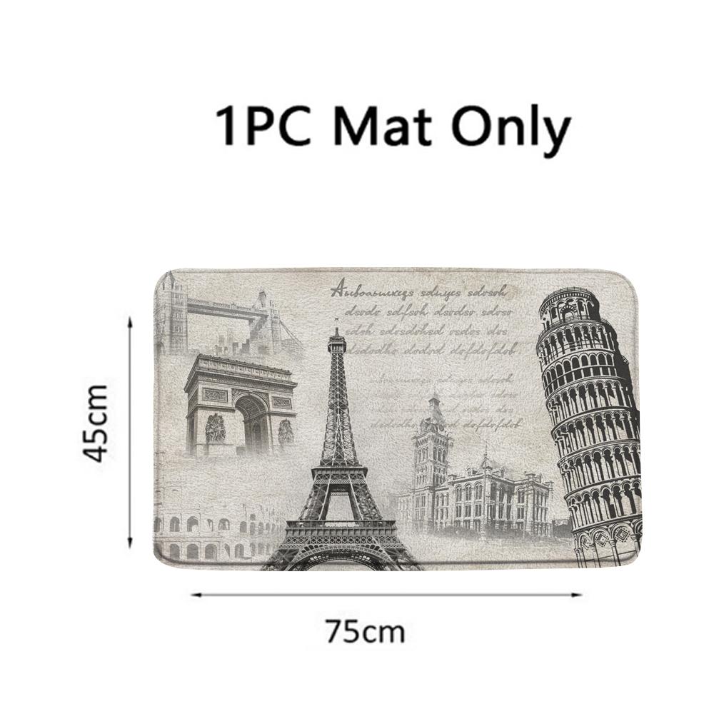 

Vintage Scenery Paris Tower Home Decor Waterproof Shower Curtain Set With 12 Hooks Toilet Covers Bath Mats Bathroom Non-Slip Rug