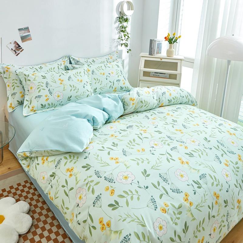 Vierteiliges Set aus Bettwäsche aus reiner Baumwolle, Bettbezug, Bettwäsche, dreiteiliges Bettlaken-Set für den Schlafsaal