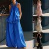 Women's Loose Two-Piece Halter Neck Sleeveless Ruffle Top High Waist Wide Leg Pants