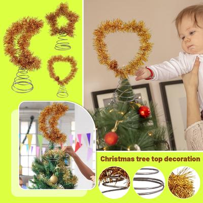 Weihnachtsbaum Goldener Stern Mond Herz Dekoration Weihnachtsbaumspitze Glänzende Dekoration Neujahrsparty Heiminnendekoration