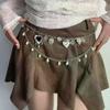 Double Layer Heart Pearl Waist Chain Vintage Silver Metal Belly Chain For Women Y2K Skirt Pants Accessory