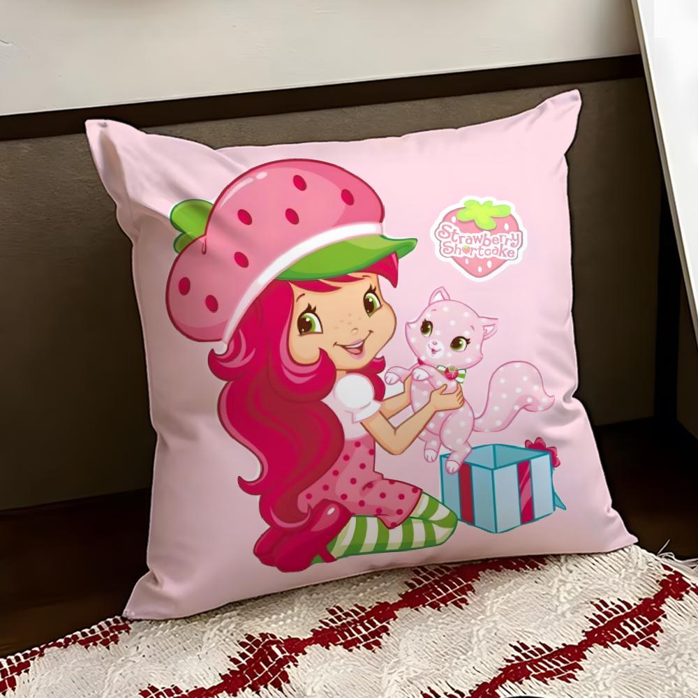 Cartoon SStrawberry SShortcake Cushion Cover Reversible Soft Durable Pillow Cover Home Car MultiScene Use for Daily Comfort