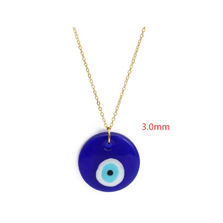 European & American Pink Wax Rope Necklace with Turkish Blue Evil Eye Pendant