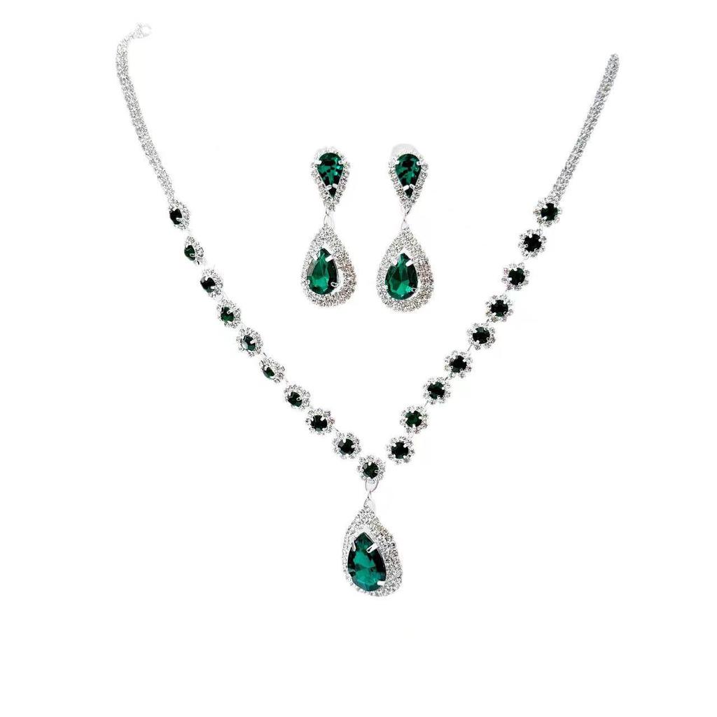 Luxury Bridal Teardrop Crystal Necklace & Earring Set - Elegant Women's Evening Jewelry