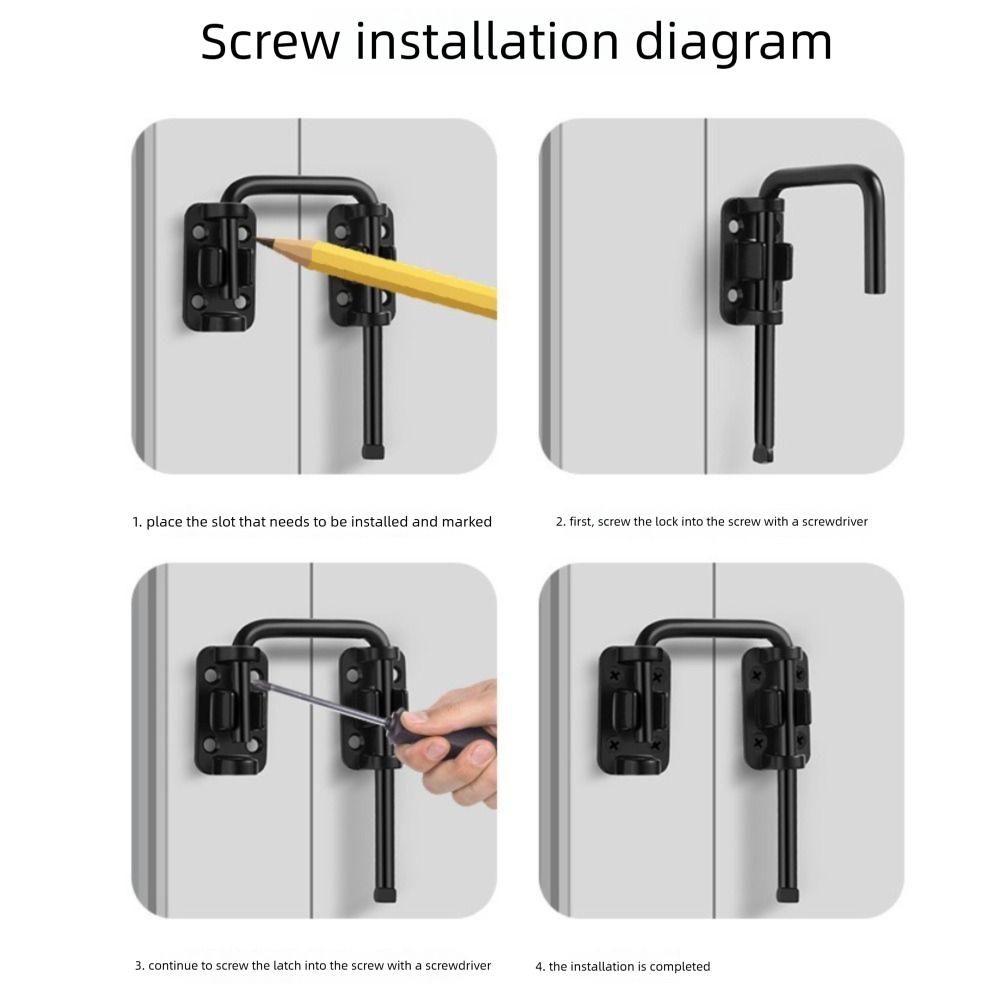 Hardware Stainless Steel Door Latch Lock Thickened Non Perforated Anti-theft Buckle 90/180 Degree Safety Gate Latch Drawer