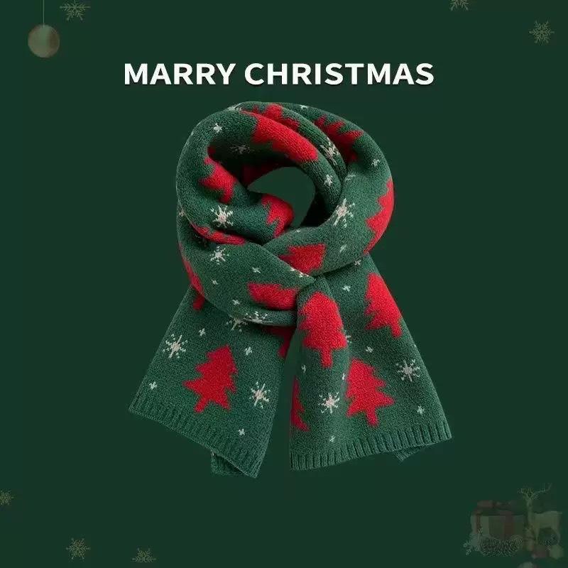 Christmas gift Japanese knitted wool scarf, female autumn and winter Korean version long thickened versatile scarf, trendy girlfriend