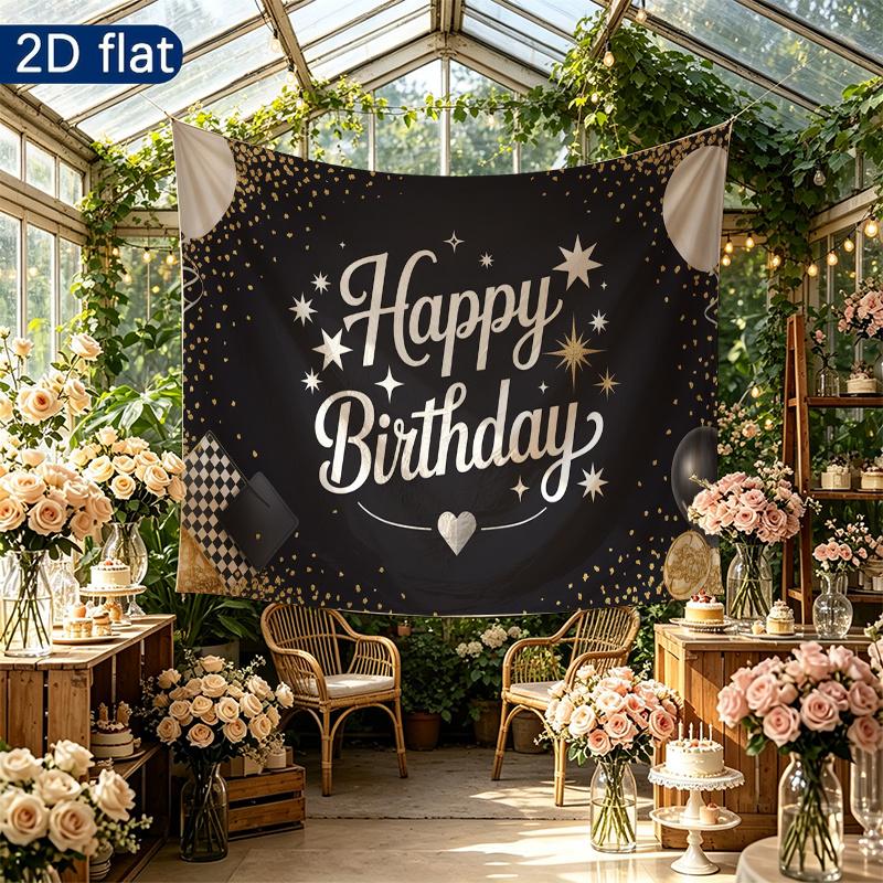 Party Backdrop Happy Birthday Birthday Stars Balloon Black Photo Booth Background Front Door Decor