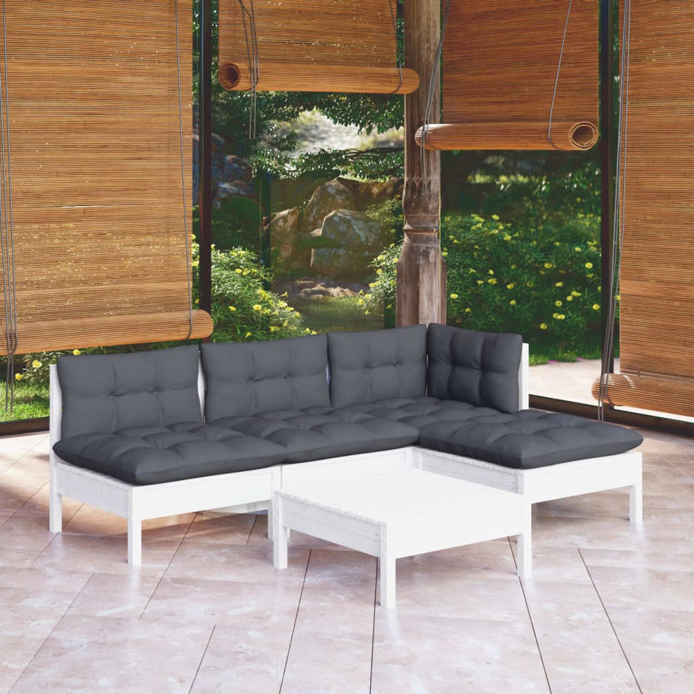Salon de jardin 5 pcs avec coussins  bois de pin