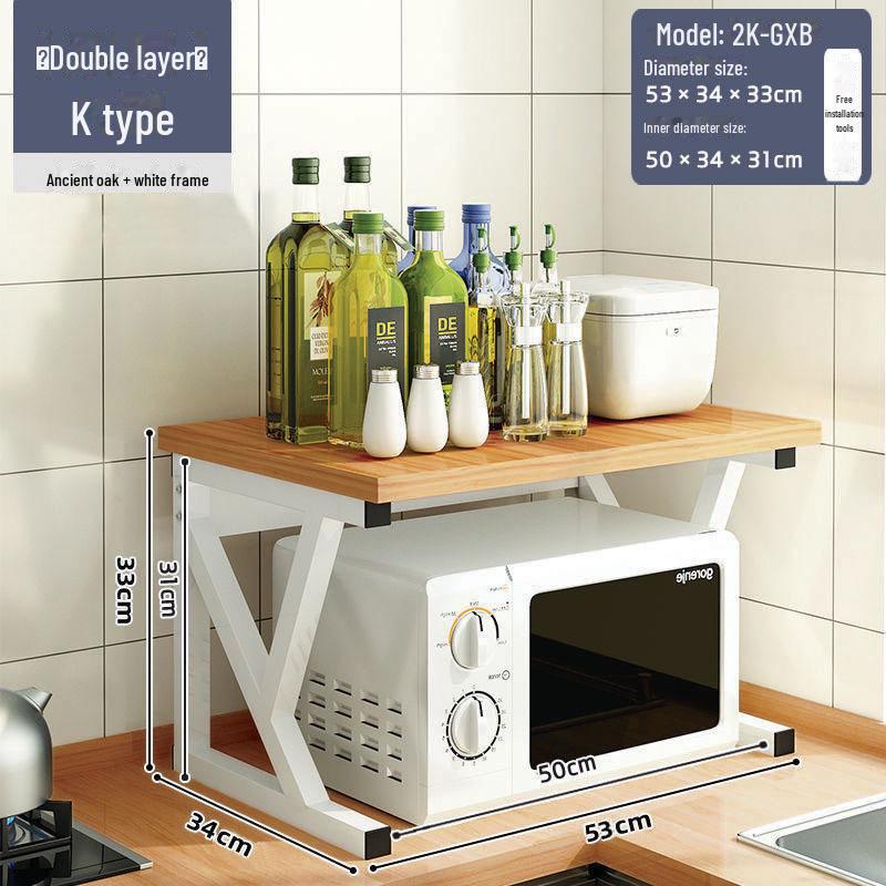 Three-Layer Kitchen Microwave and Spice Storage Rack