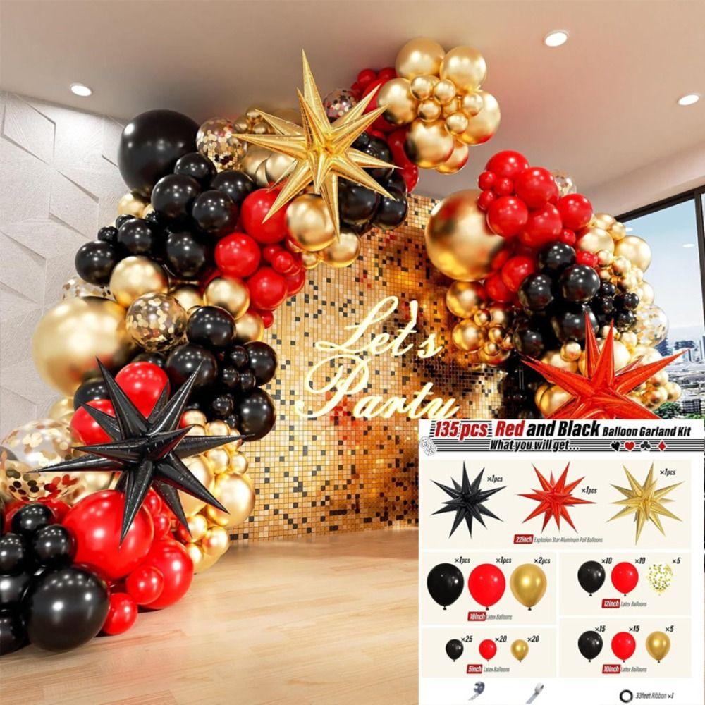 120 Pcs Birthday Balloon Garland Arch Kit Graduation Photo Props Party Decor Accessorries Venue Setup Latex Balloon Disco