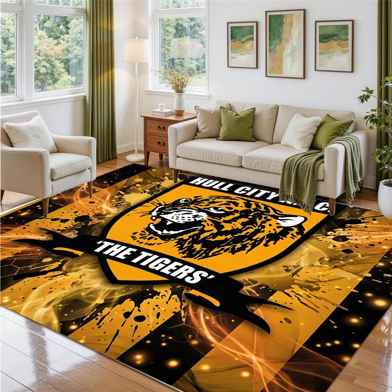 Hull City Fußball Design Kristall Samt Teppich Weiche Dekorative Matte für Schlafzimmer Eingang