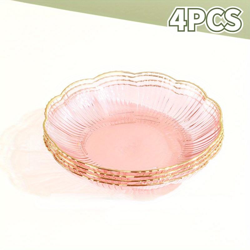 Salad Trays Clear Fruit Tray Golden Edge Stack Able Snack Platter Unbreakable Round Storage Salad Dessert Organizer Display Tray
