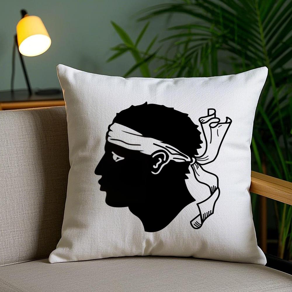 Corsica Flag French Region Cushion Cover Plush Fabric Soft Double-Sided Printed Invisible Zipper Sofa Pillow Case Home Decor