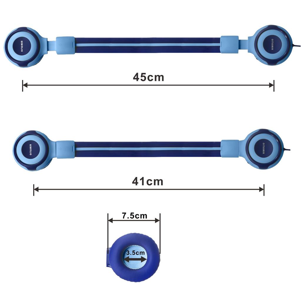 SIMOLIO Wired Headphones with 94db Volume Hearing Voice Blue Kids' Mic, Limit, Protection, Chat, Fortnite, 3.5mm Cord, School/Travel Use, (902B)