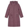 Women's Hooded Long Puffer Coat Drawstring Pockets Zip Up Quilted Solid Color Loose Fit Winter Warm Cotton Padded Jacket