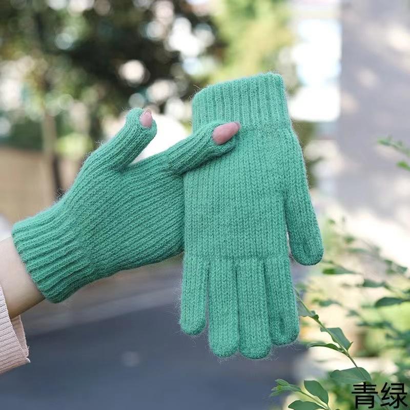 Touch Screen Gloves Plus Velvet Warm Brushed Knitted Women's Winter Cute Warm Woolen Warm Men's Cycling Protection Against Cold