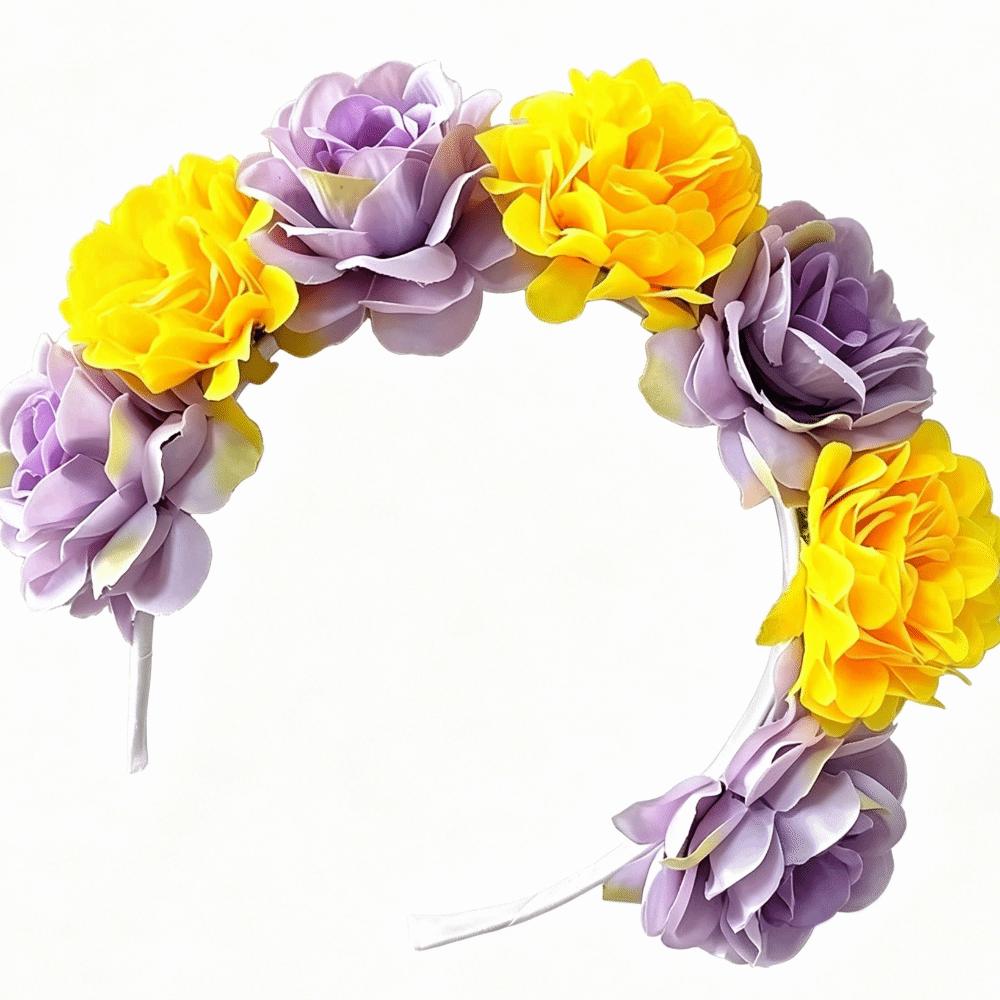 

Romantic Artificial Flower Crown Vintage Bohemian Hair Accessories Photography Props фиолетовый