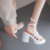 Summer Thin Strap Buckle Leisure Solid Color Ultra-light  Heels Comfortable  Versatile Sandals Slim and Tall