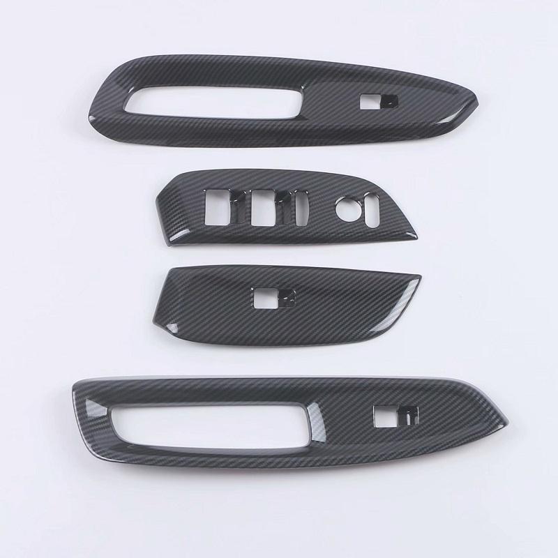 Car Door Armrest Panel Cover  Window Glass Lift Switch Button Trims For Honda Fit Jazz GR RHD  ABS Carbon Fiber Accessories