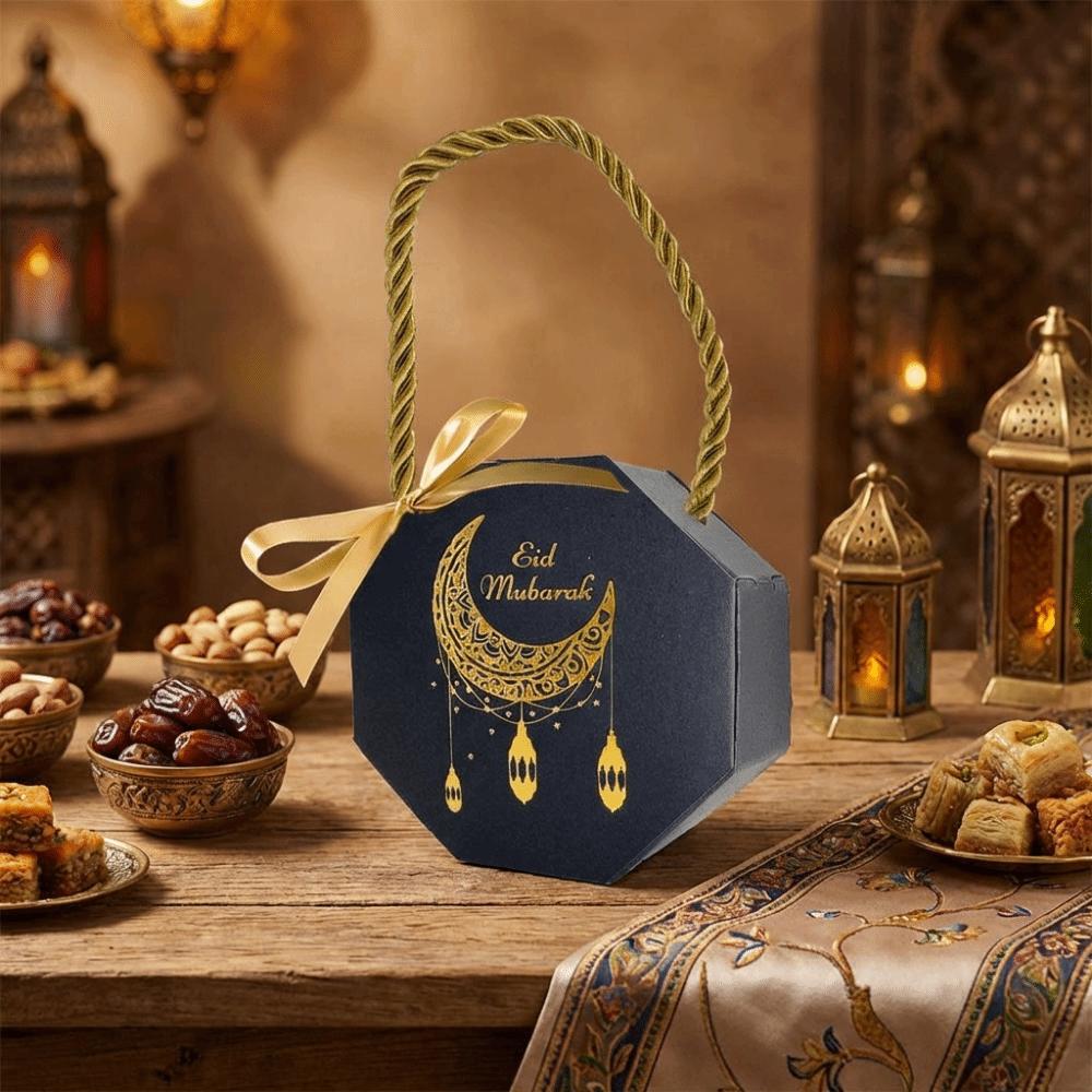 10Pcs Portable Eid and Ramadan Gift Boxes Gold Stamping Ramadan Gift Box  Party Favor Supplies