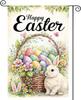 Happy Easter Garden Ag 12x18 Inch Double Sided, Watercolor Bunny Egg Basket Yard Ag, Wrinkle Resistant Durable Easy Clea PPZ