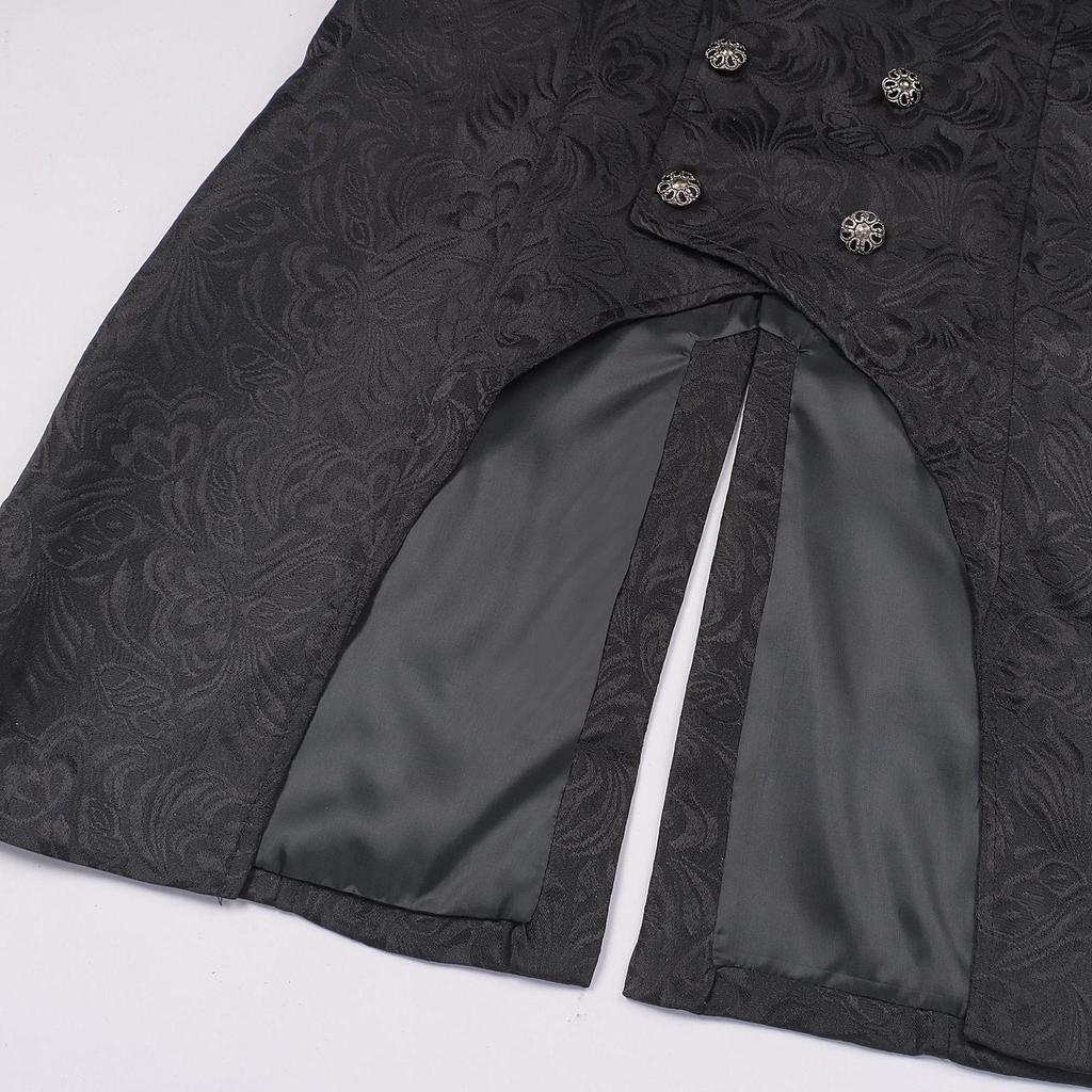 Vesta retro cu șliț dublu și brocart pentru bărbați - Vestă Victorian Gothic pentru Costum de Scenă Medieval