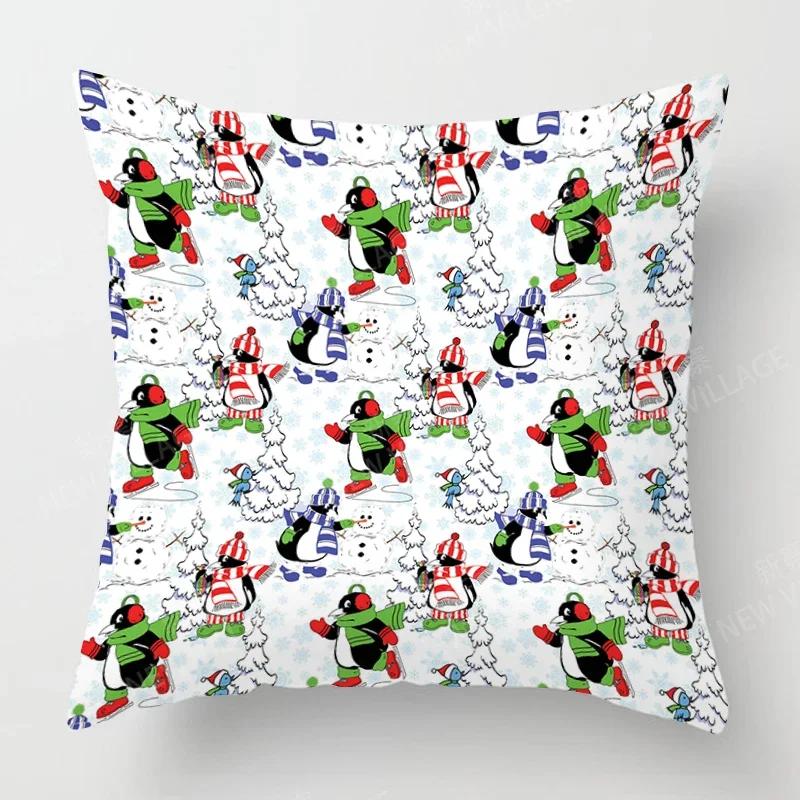 Christmas Series Throw Pillow Cover With Short Plush Print Living Room Sofa Decoration Cushion Cover Pillow Covers Decorative