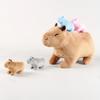 Kawaii Simulation Capybara Stuffed Animal-13.38'' Mommy Stuffed Capybara with 4 Baby Stuffed Animals Inside Zipper Tummy